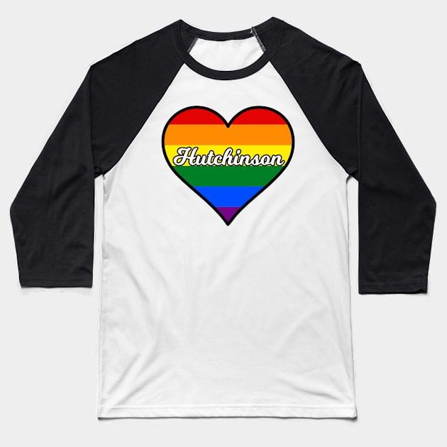 Hutchinson Kansas Gay Pride Heart Baseball T-Shirt by fearcity